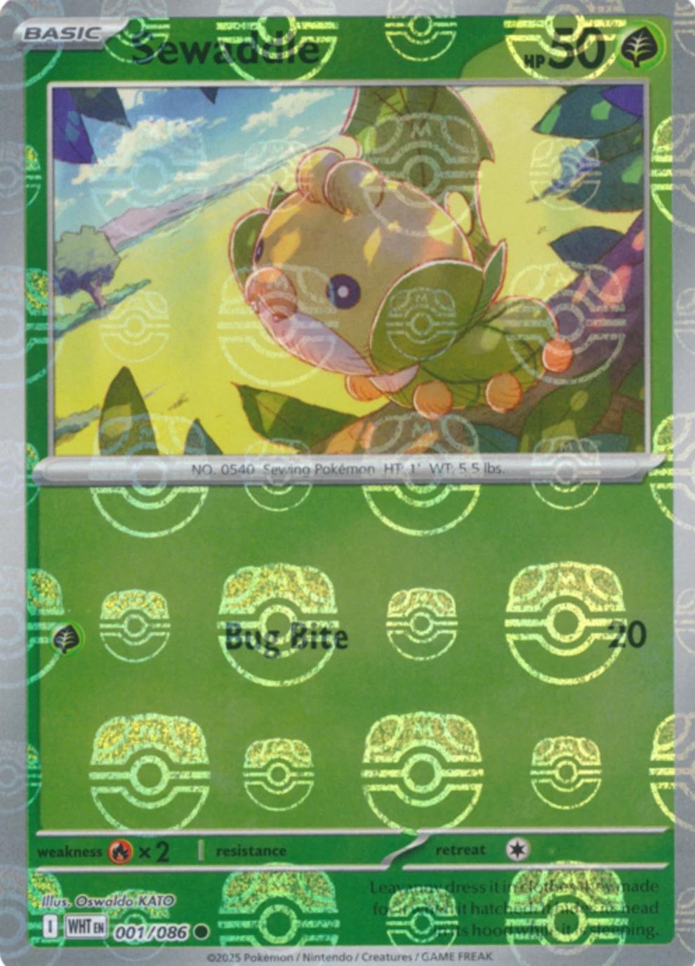 White Flare Sewaddle [Master-Ball] Pokémon card